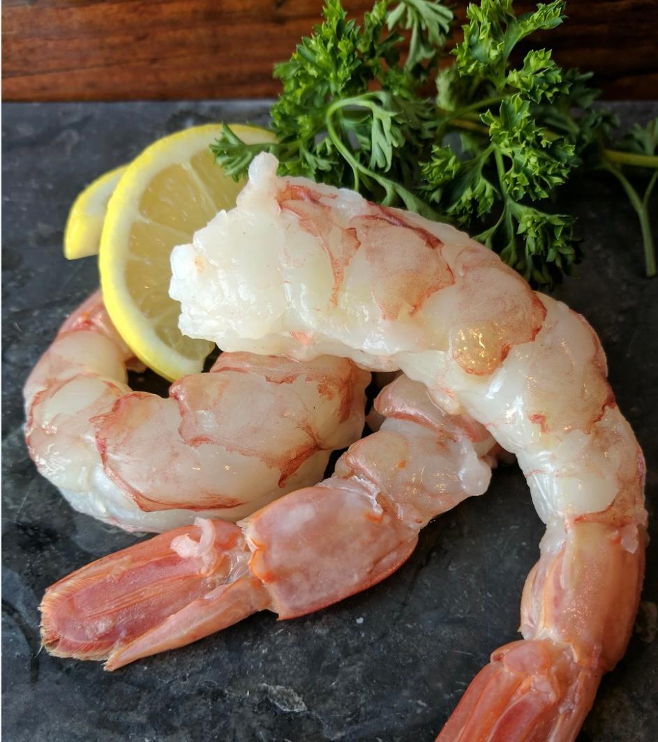 Red Argentinian, Jumbo Shrimp, Peeled & Deveined, Tail-on (Wild Caught)