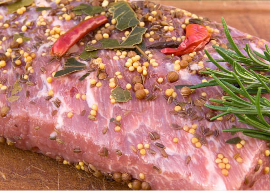 Corned Beef Brisket raw with spices. - Martinelli Meats LLC
