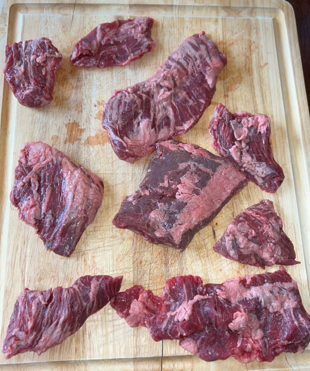 Outer Skirt Pieces, USDA Choice Angus Beef, Peeled & Pinned - Martinelli Meats LLC